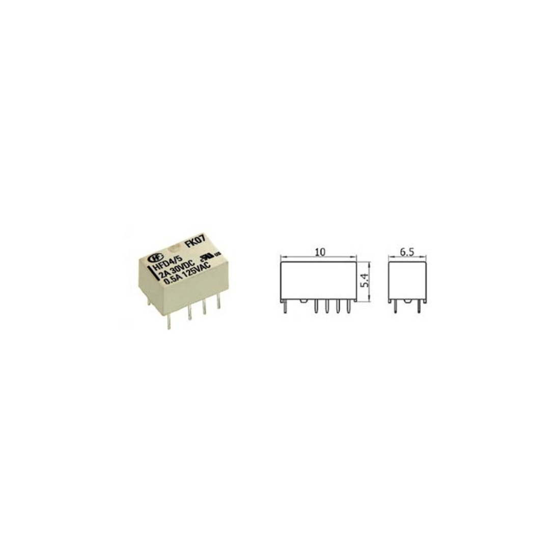 Hongfa HFD4/5 0.5A 5VDC Subminiature PCB Through Hole Signal Relay