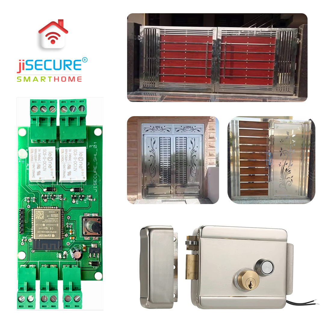 jiSECURE Main Gate Smart Door Lock Controller, WiFi & Bluetooth, Mobile App Remote Access, Heavy Duty Electronic Lock