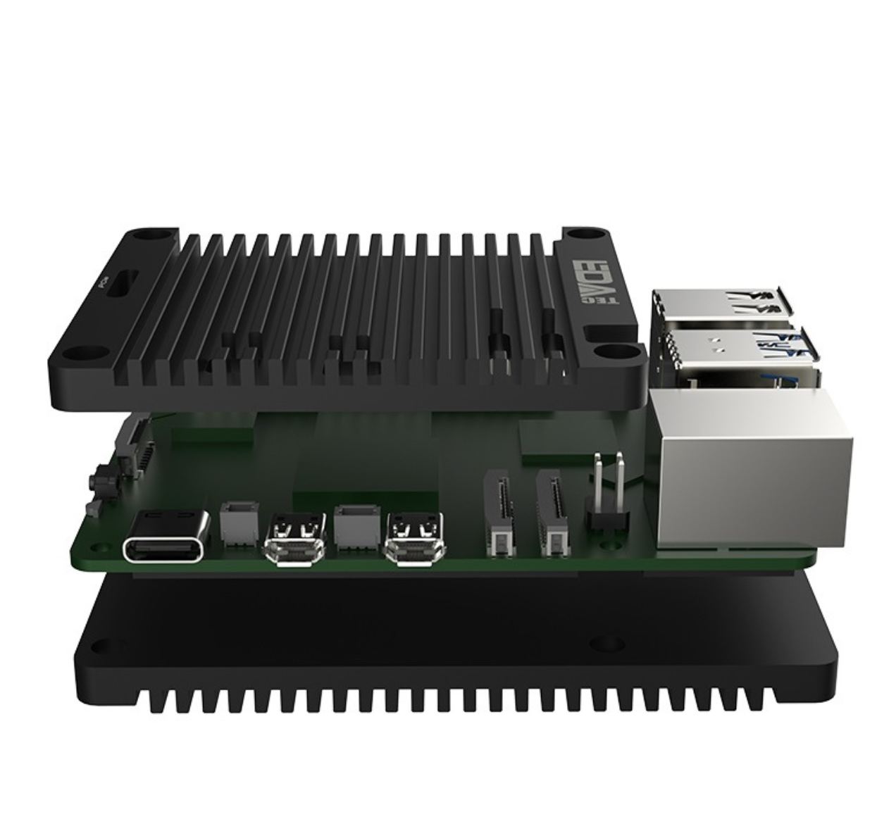 EDATEC Raspberry Pi5 Passive Cooling Open CNC Case, black