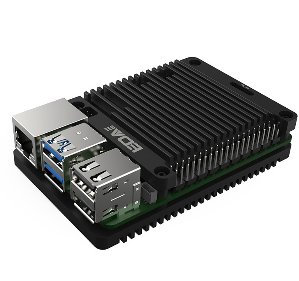 EDATEC Raspberry Pi5 Passive Cooling Open CNC Case, black