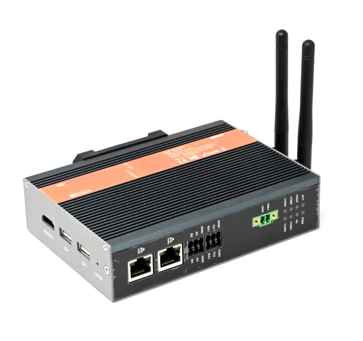 EDATEC ED-IPC2110-12084IN-S Industrial Computer Based on Raspberry Pi CM4 CM4102008, 2GB DDR, 8GB eMMC with Wi-Fi & Bluetooth (Indian version)