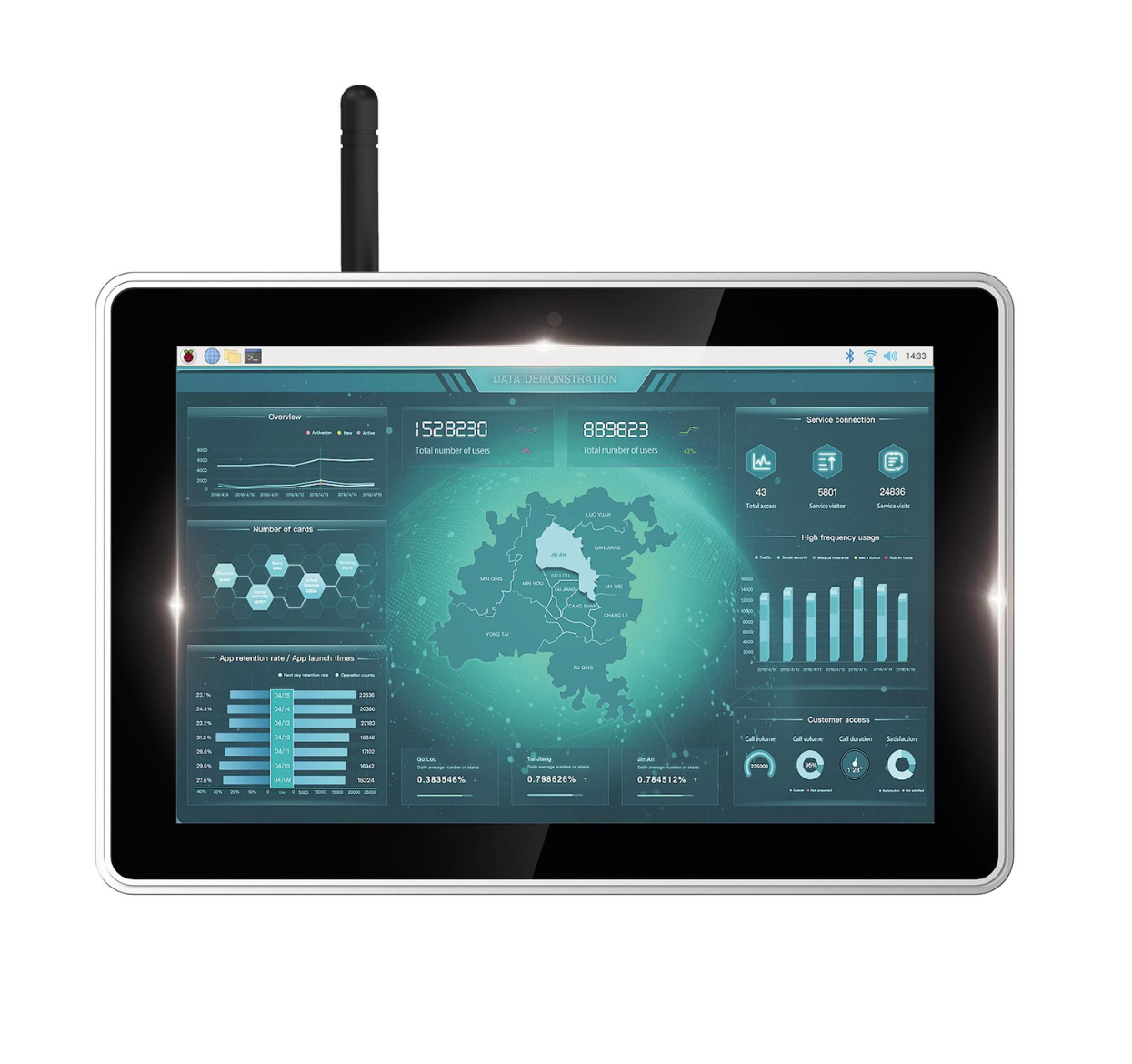 EDATEC ED-HMI2020-101C-1232 10.1-inch Industrial HMI Based on Raspberry Pi CM4 CM4102032, 2 GB RAM & 32 GB eMMC with wireless